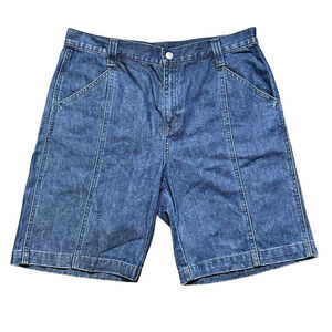 Levis Vintage 90s Denim Shorts 9” Womens Seamed Size 12 Hi-Rise Bermuda EUC